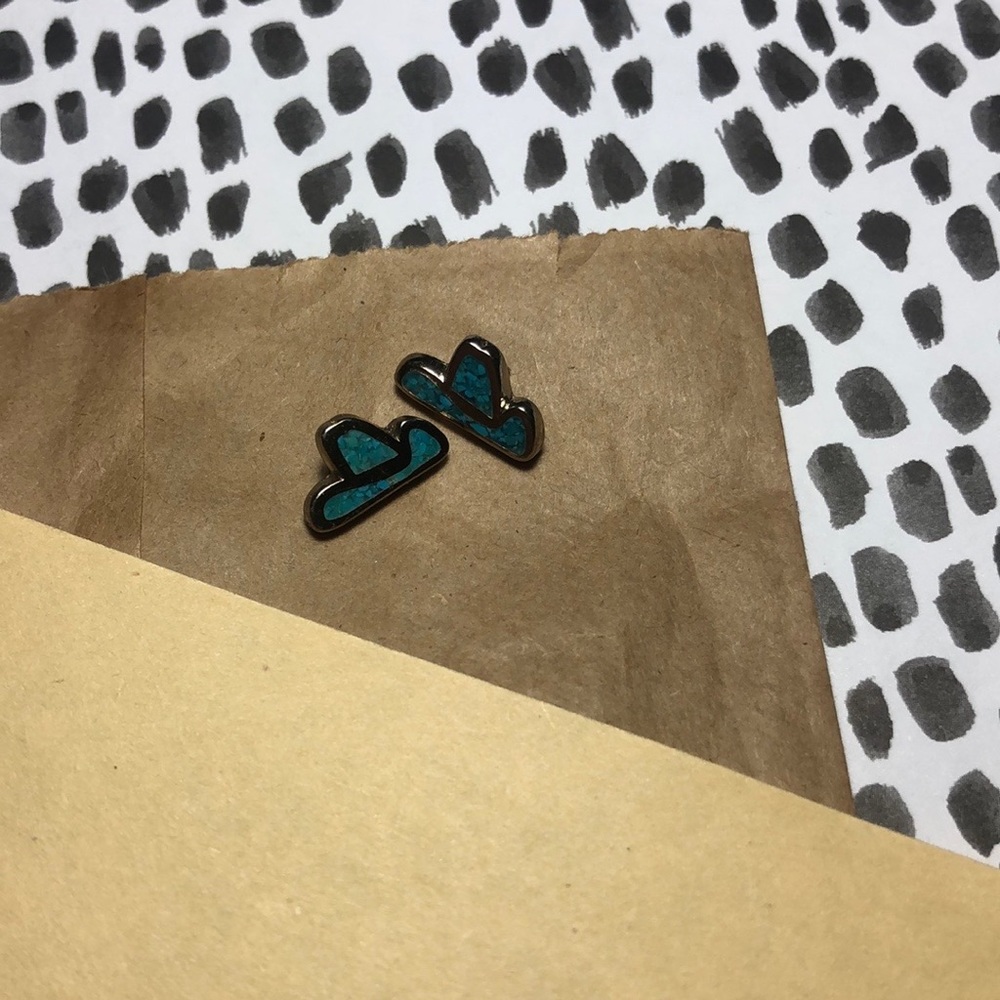 Silver and turquoise cowboy hat earrings